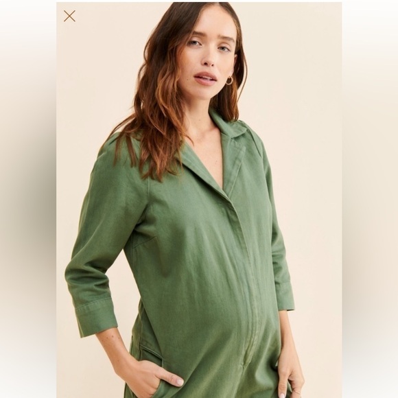 Hatch Anthropologie The Luna Maternity Coveralls Jumpsuit Zip Up Denim G… - Picture 5 of 7